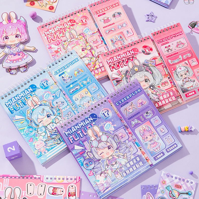 Kawaii Cyberpunk ~ Dress - Up Dolls Flip Books - The Kawaii Neststickers
