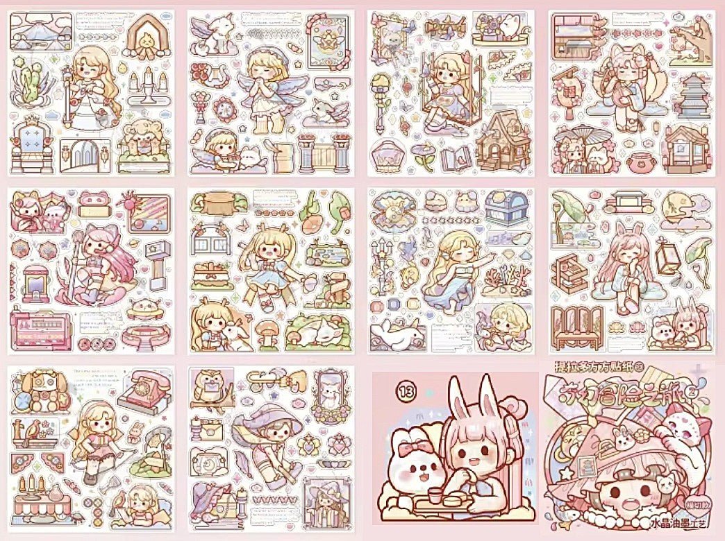 Kawaii Journaling Sticker Sheets ~ 10 Sheet Pack - The Kawaii Nest