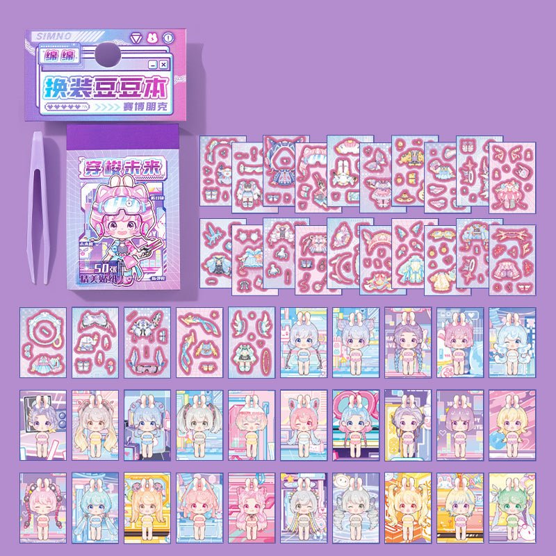 Kawaii Mini Dress - Up Doll Sticker Books - The Kawaii Nest