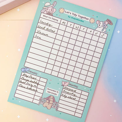 Let’s Tidy Chore List ~ Planner Notepad ~ A5 - The Kawaii Nest
