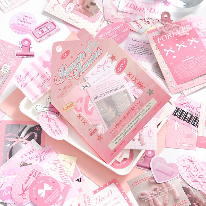 Material Papers & Stickers Pack ~ 160 Pieces - The Kawaii Nest