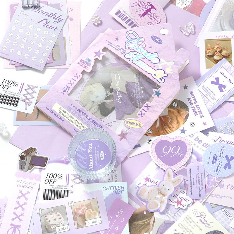 Material Papers & Stickers Pack ~ 160 Pieces - The Kawaii Nest