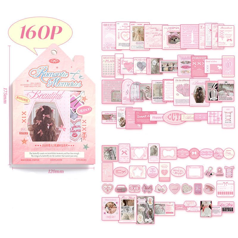 Material Papers & Stickers Pack ~ 160 Pieces - The Kawaii Nest