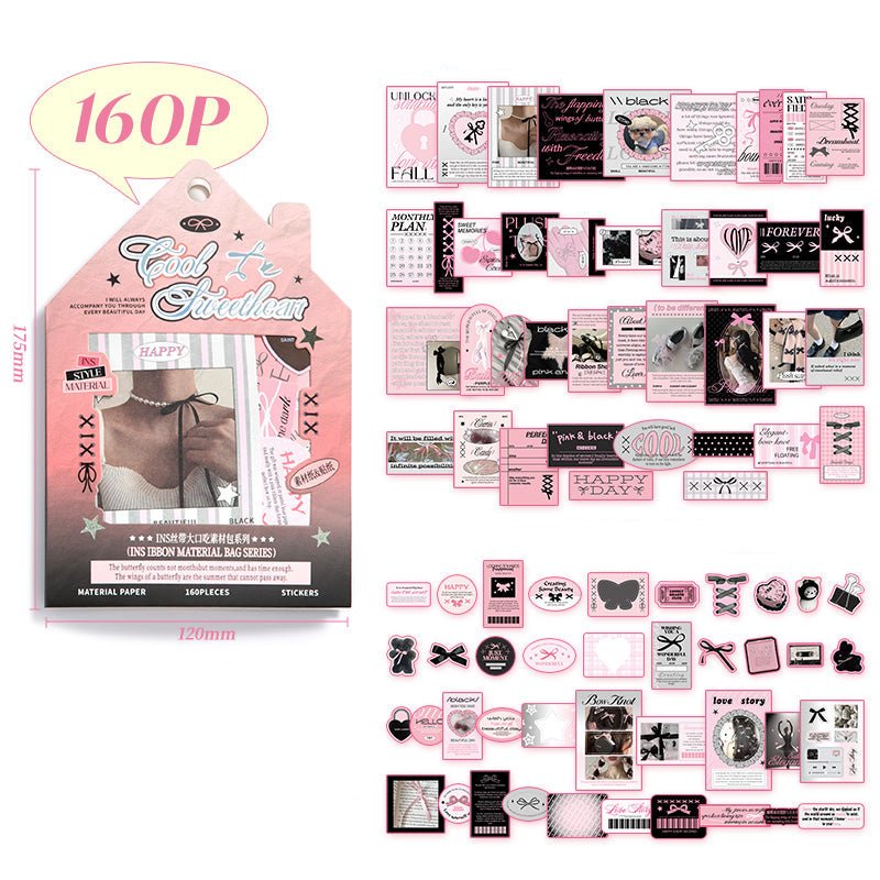 Material Papers & Stickers Pack ~ 160 Pieces - The Kawaii Nest