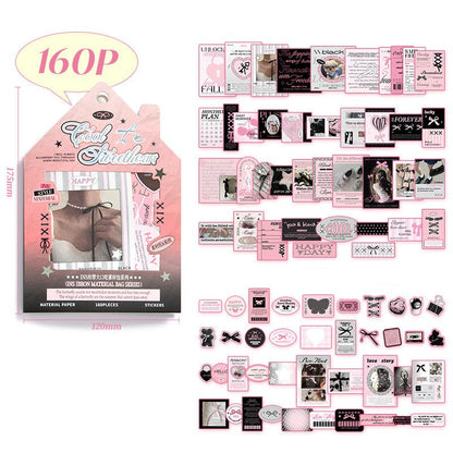 Material Papers & Stickers Pack ~ 160 Pieces - The Kawaii Nest