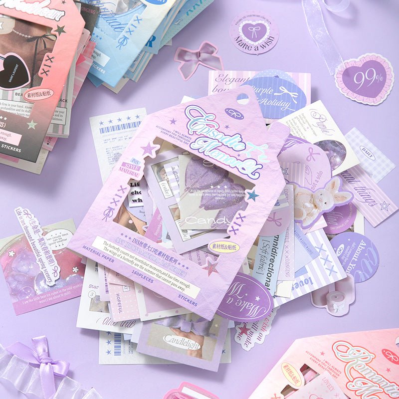 Material Papers & Stickers Pack ~ 160 Pieces - The Kawaii Nest