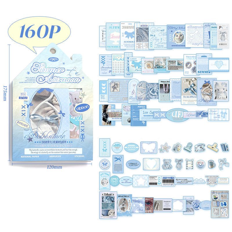 Material Papers & Stickers Pack ~ 160 Pieces - The Kawaii Nest