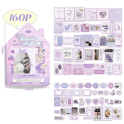 Material Papers & Stickers Pack ~ 160 Pieces - The Kawaii Nest
