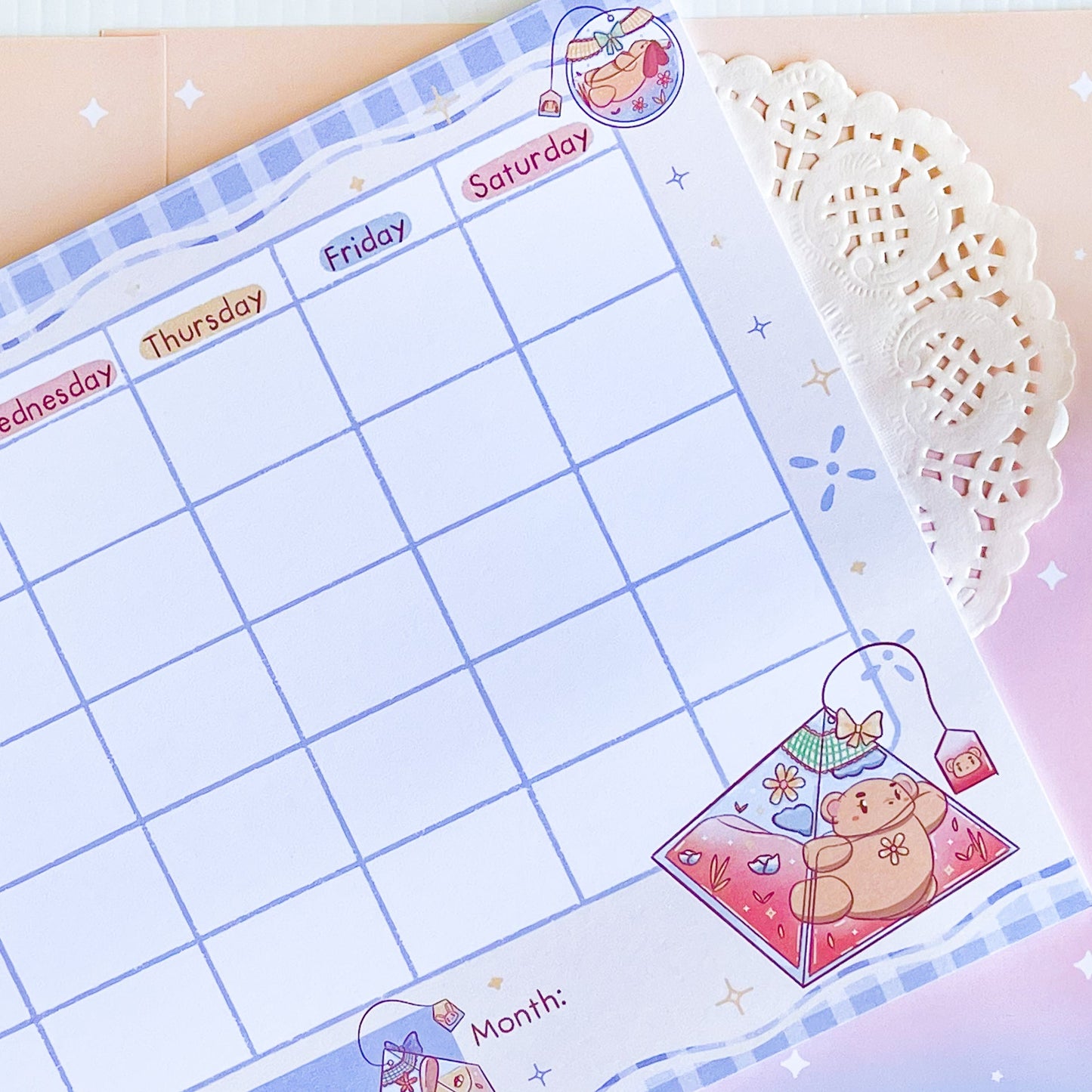 Monthly Planner Notepad ~ Kawaii Tea Party ~ A4 - The Kawaii Nest