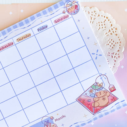 Monthly Planner Notepad ~ Kawaii Tea Party ~ A4 - The Kawaii Nest