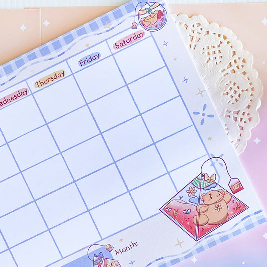 Monthly Planner Notepad ~ Kawaii Tea Party ~ A4 - The Kawaii Nest