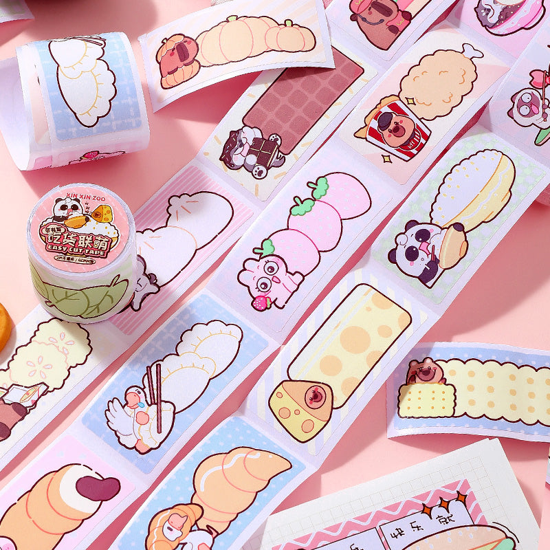 Set of cute stationery sticker labels on a pink background