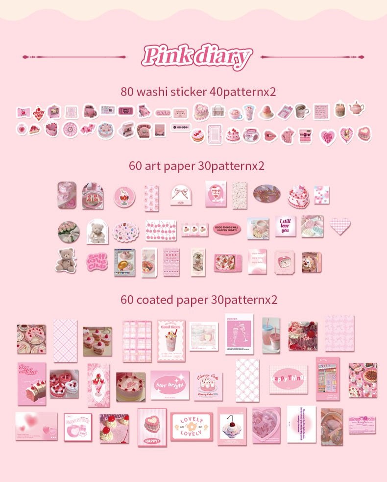 Pink Diary Journal Scrapbook Pack - The Kawaii Nest