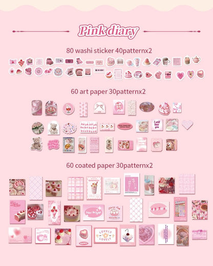 Pink Diary Journal Scrapbook Pack - The Kawaii Nest