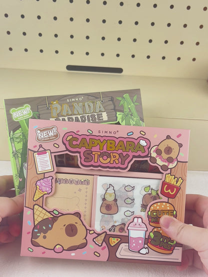 Capybara & Panda Washi Tape, Sticker and Notepaper Sets