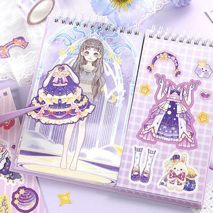 Purple Moon ~ Dress - Up Dolls Flip Book - The Kawaii Nest