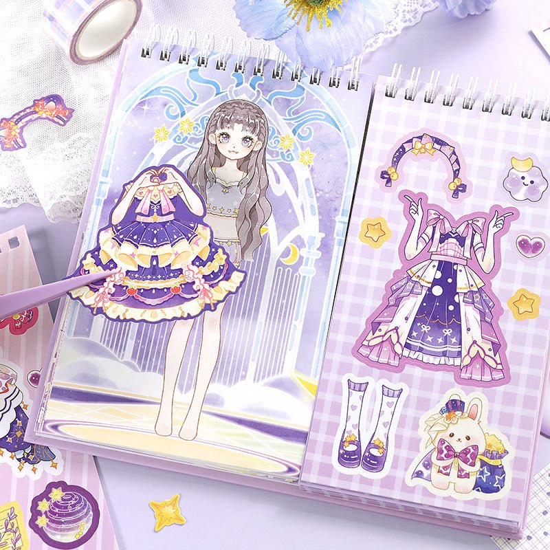 Purple Moon ~ Dress - Up Dolls Flip Book - The Kawaii Nest
