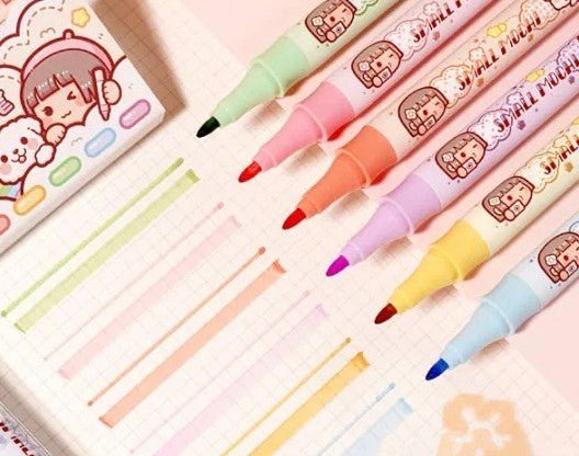 Small Mochi 6 Pack Twin Tip Highlighters - The Kawaii Nest