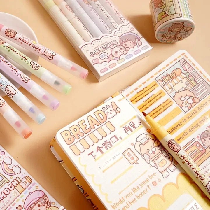 Small Mochi 6 Pack Twin Tip Highlighters - The Kawaii Nest