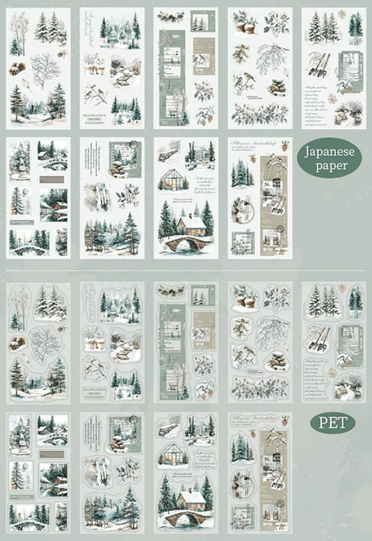 Snow Collection Journal Stickers – Washi & P.E.T Pages - The Kawaii Nest